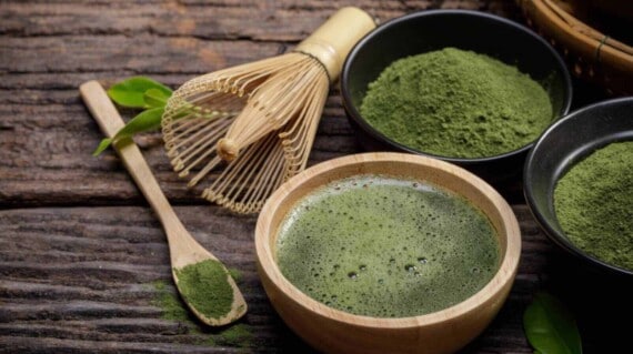 A bowl of green liquid