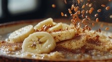 Flax seeds on banana