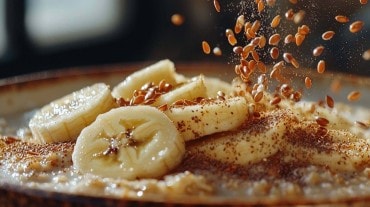 Flax seeds on banana