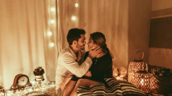 A couple kissing