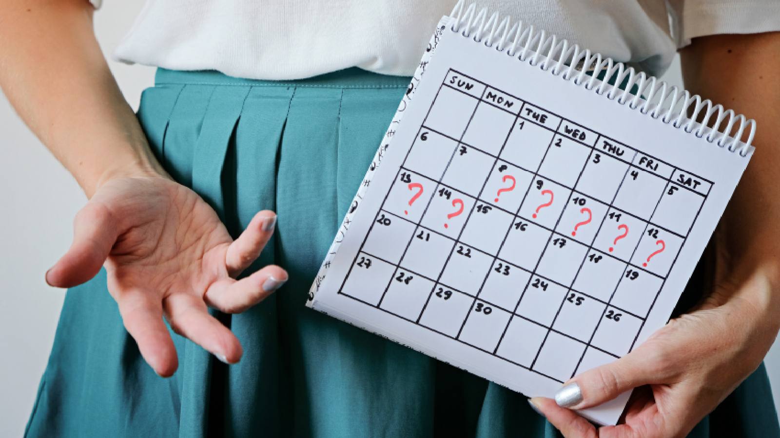 A girl with a menstrual calendar
