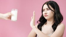woman avoiding milk