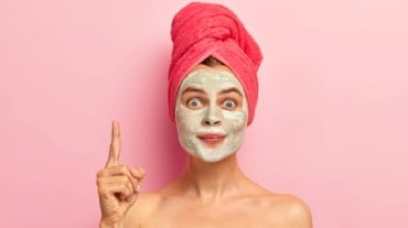 A woman with a face mask