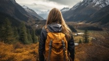 A girl with a backpack