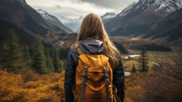 A girl with a backpack