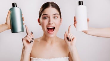 Woman confused between two shampoos