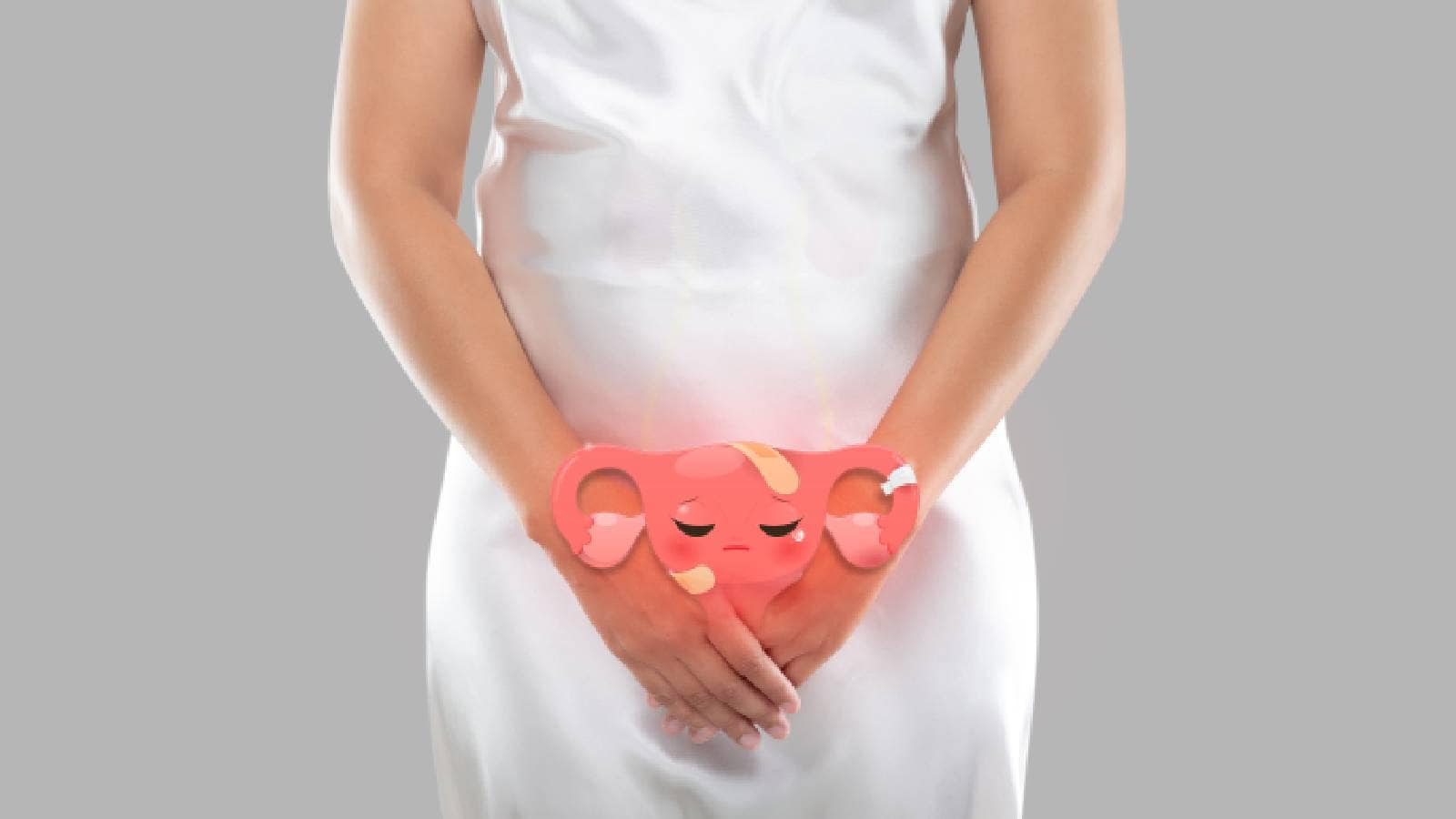 A woman with a picture of a uterus