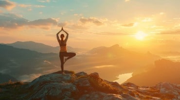 A woman doing yoga in the morning